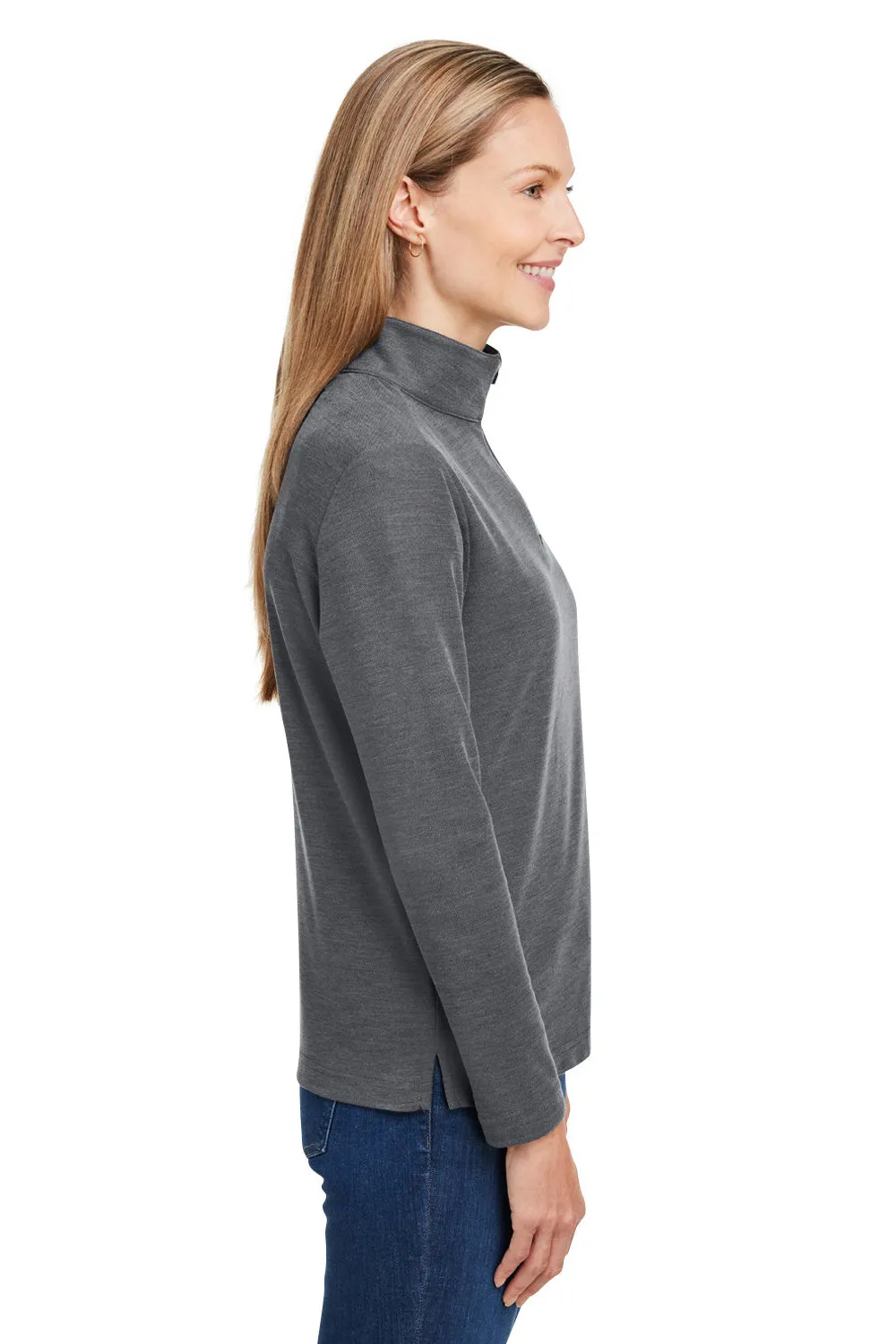 Core 365 Womens Fusion ChromaSoft Performance Moisture Wicking Pique 1/4 Zip Sweatshirt - Heather Carbon Grey