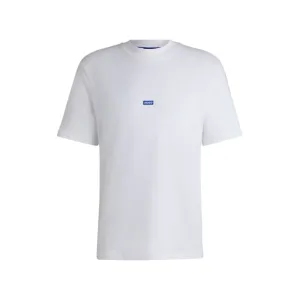 Cotton-jersey T-shirt with blue logo patch