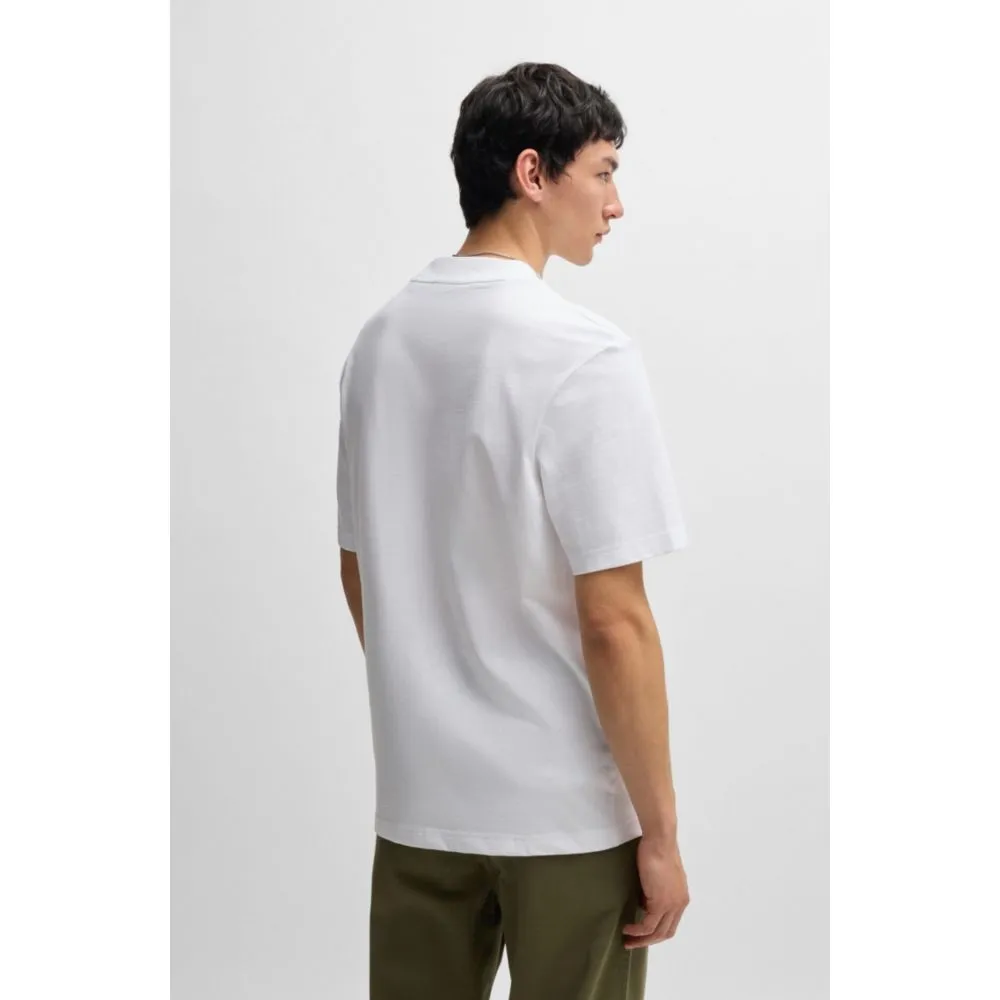 Cotton-jersey T-shirt with blue logo patch