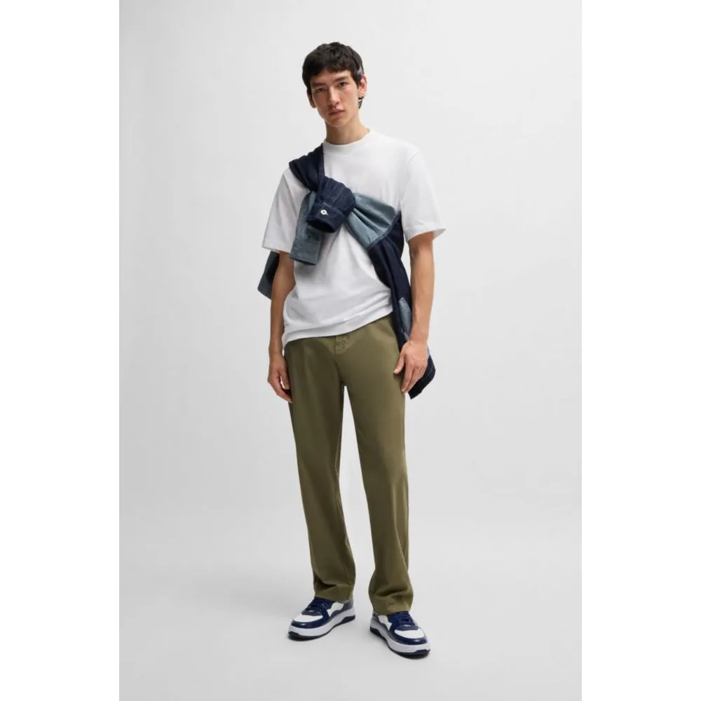 Cotton-jersey T-shirt with blue logo patch
