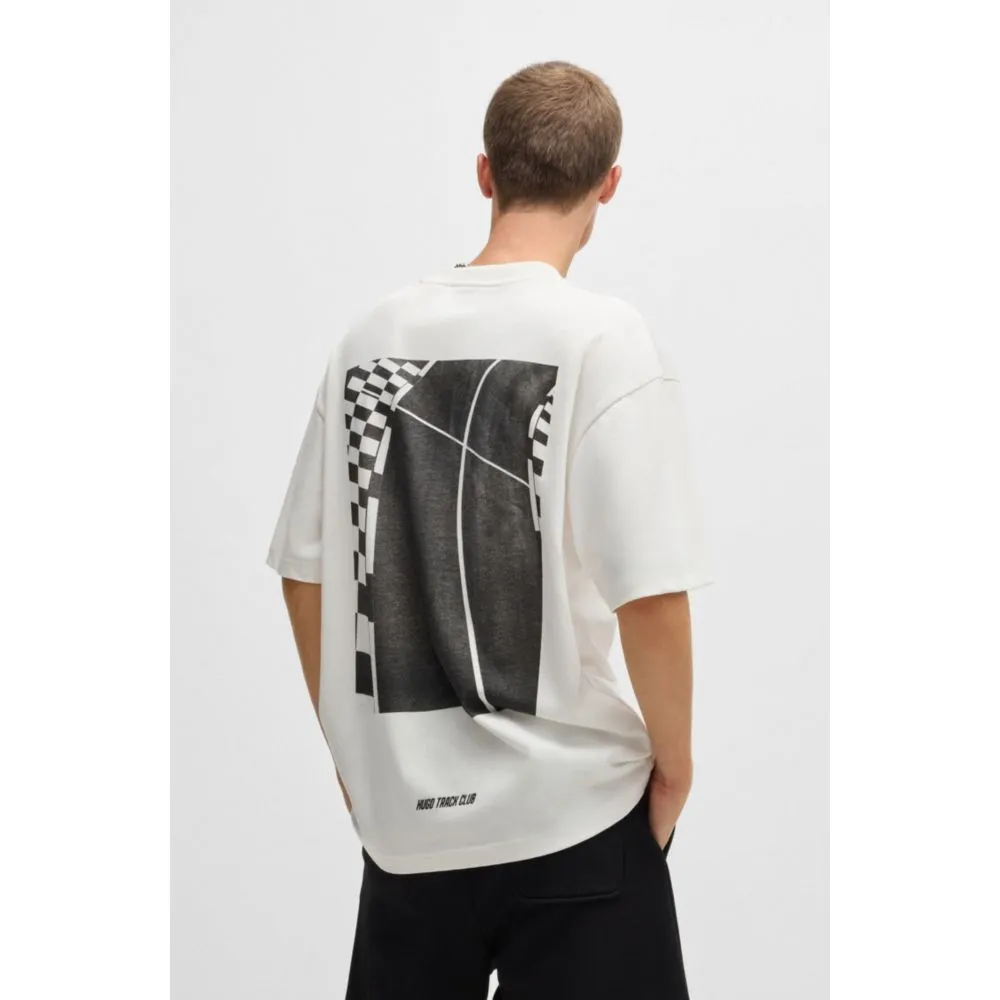 Cotton-jersey T-shirt with racing prints
