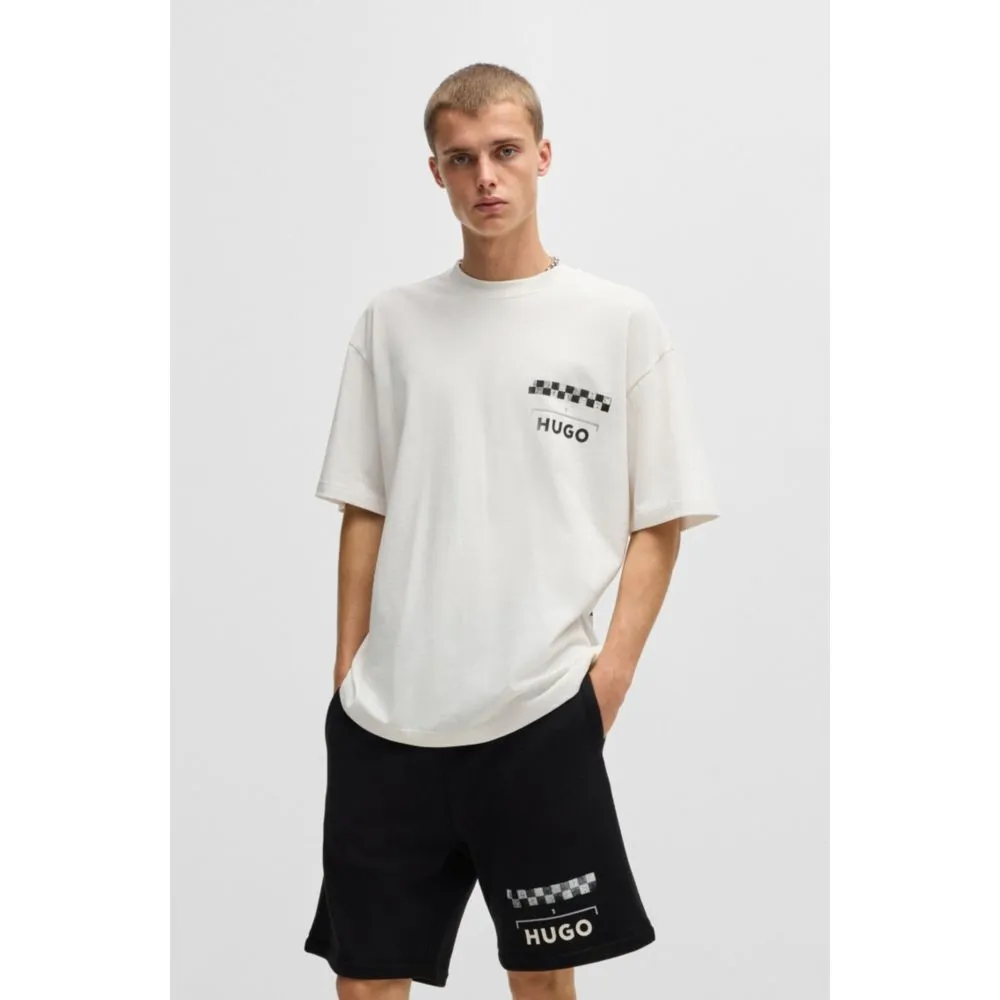 Cotton-jersey T-shirt with racing prints