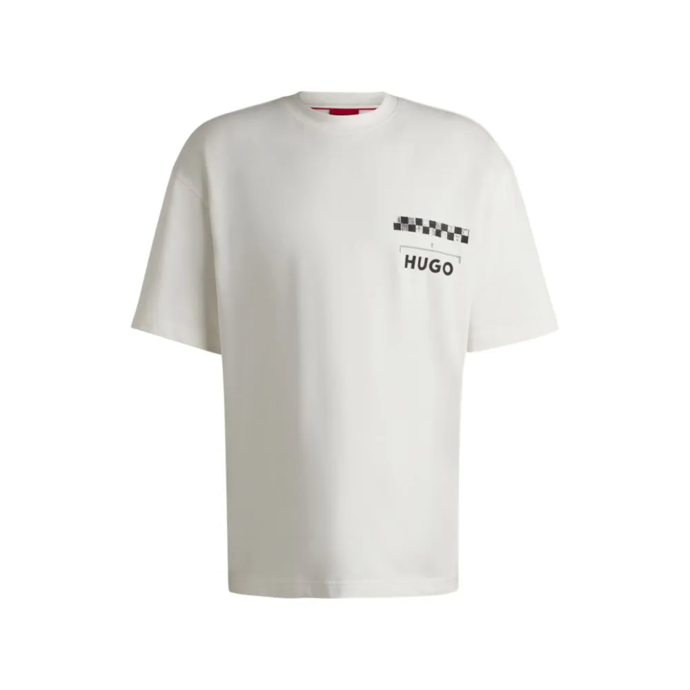 Cotton-jersey T-shirt with racing prints
