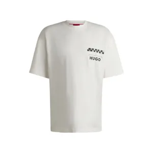 Cotton-jersey T-shirt with racing prints