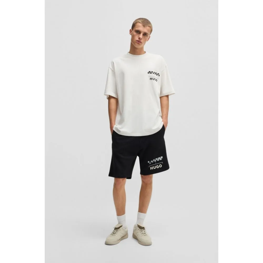 Cotton-jersey T-shirt with racing prints