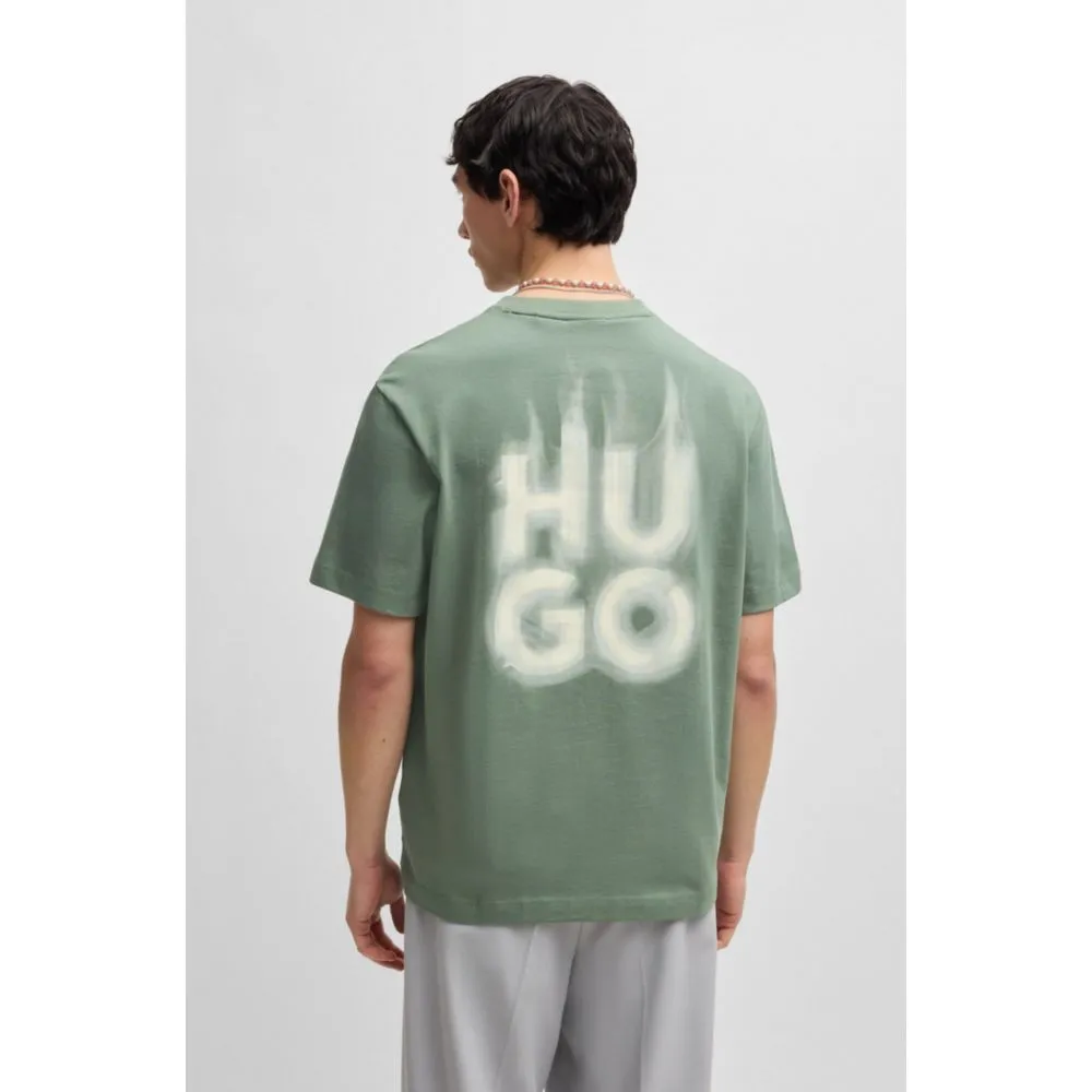 Cotton-jersey T-shirt with stacked smoke logo prints