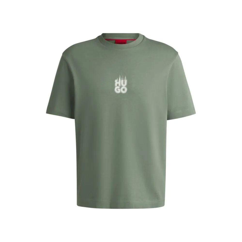 Cotton-jersey T-shirt with stacked smoke logo prints