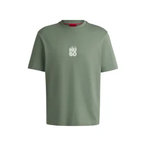 Cotton-jersey T-shirt with stacked smoke logo prints