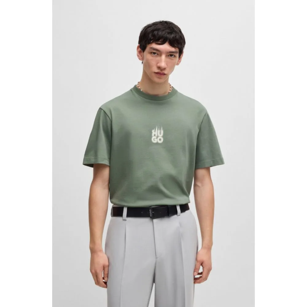 Cotton-jersey T-shirt with stacked smoke logo prints