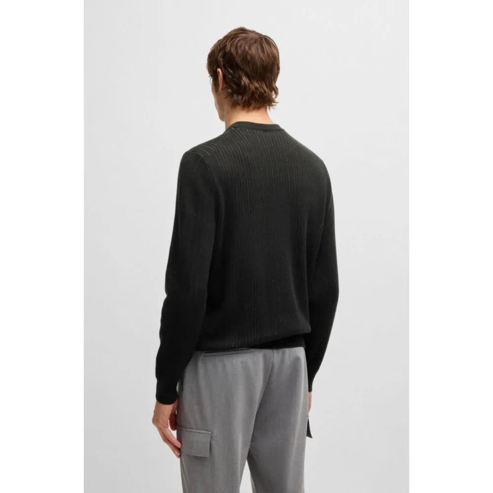Cotton sweater with knitted vertical stripes in regular fit