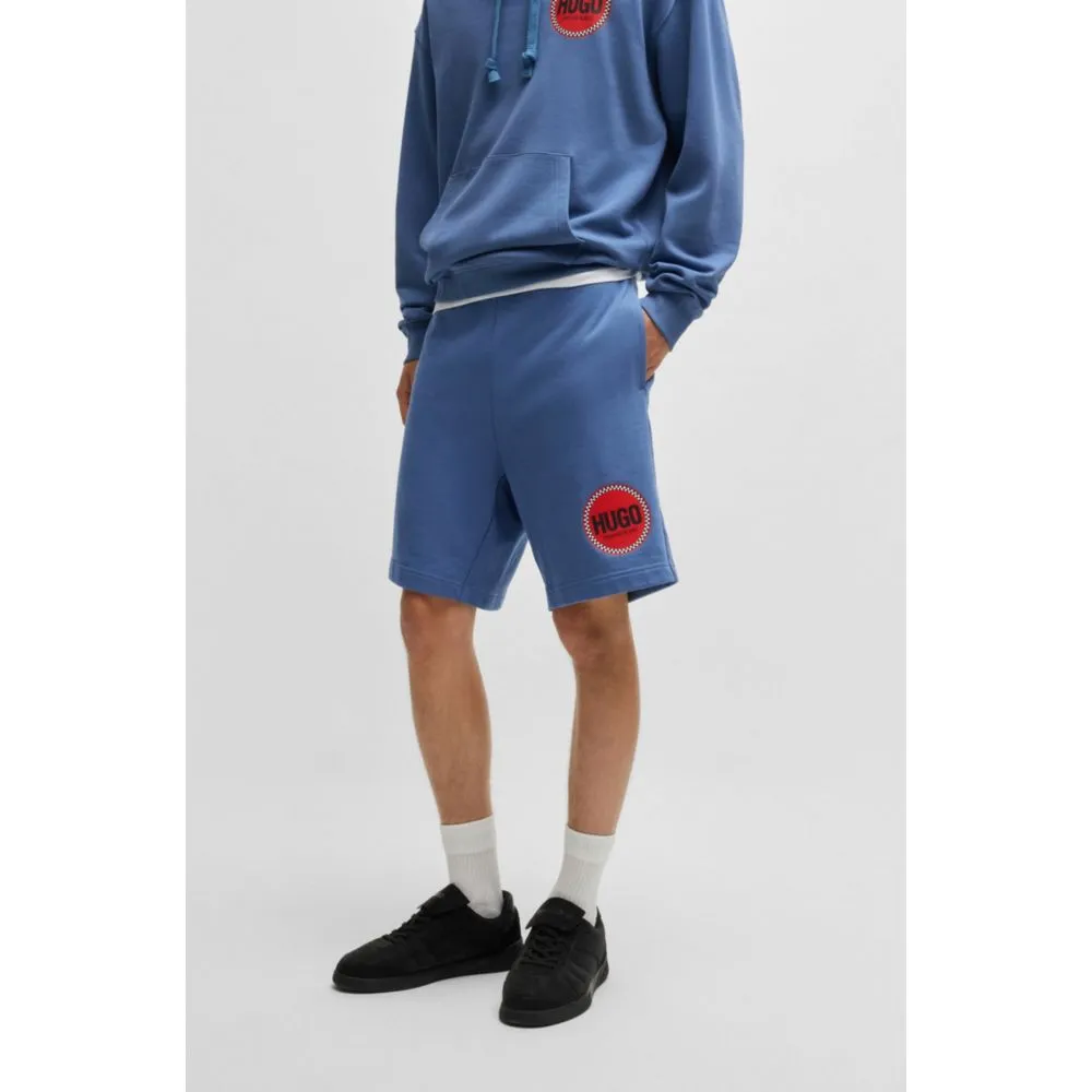 Cotton-terry relaxed-fit shorts with logo print