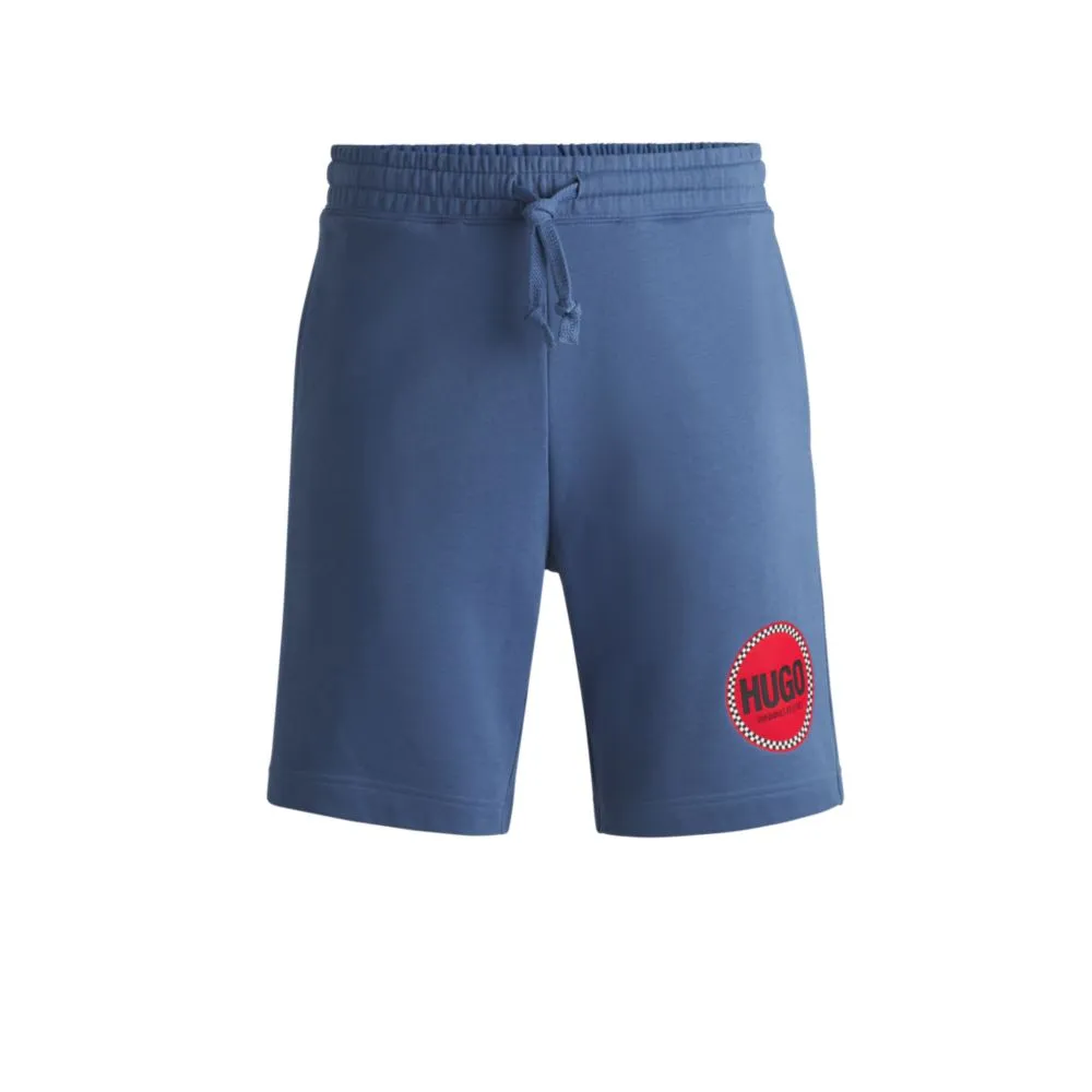 Cotton-terry relaxed-fit shorts with logo print