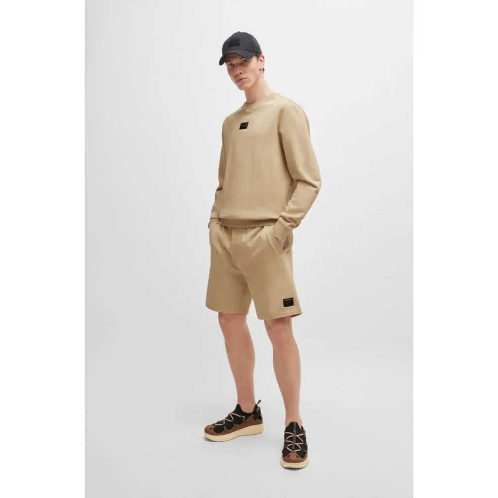 Cotton-terry relaxed-fit shorts with logo trim