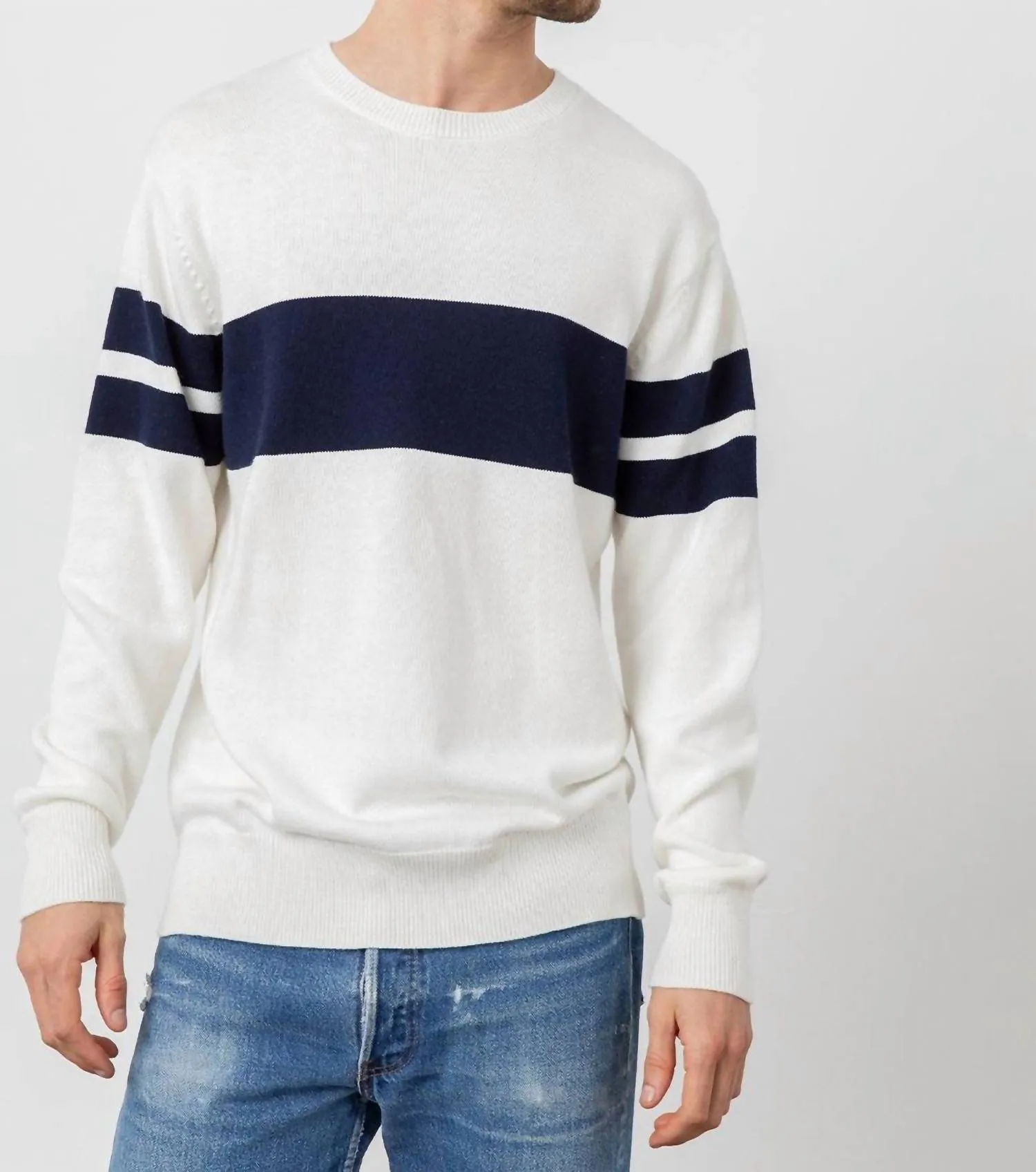 Delmar Surf Sweater In White/navy
