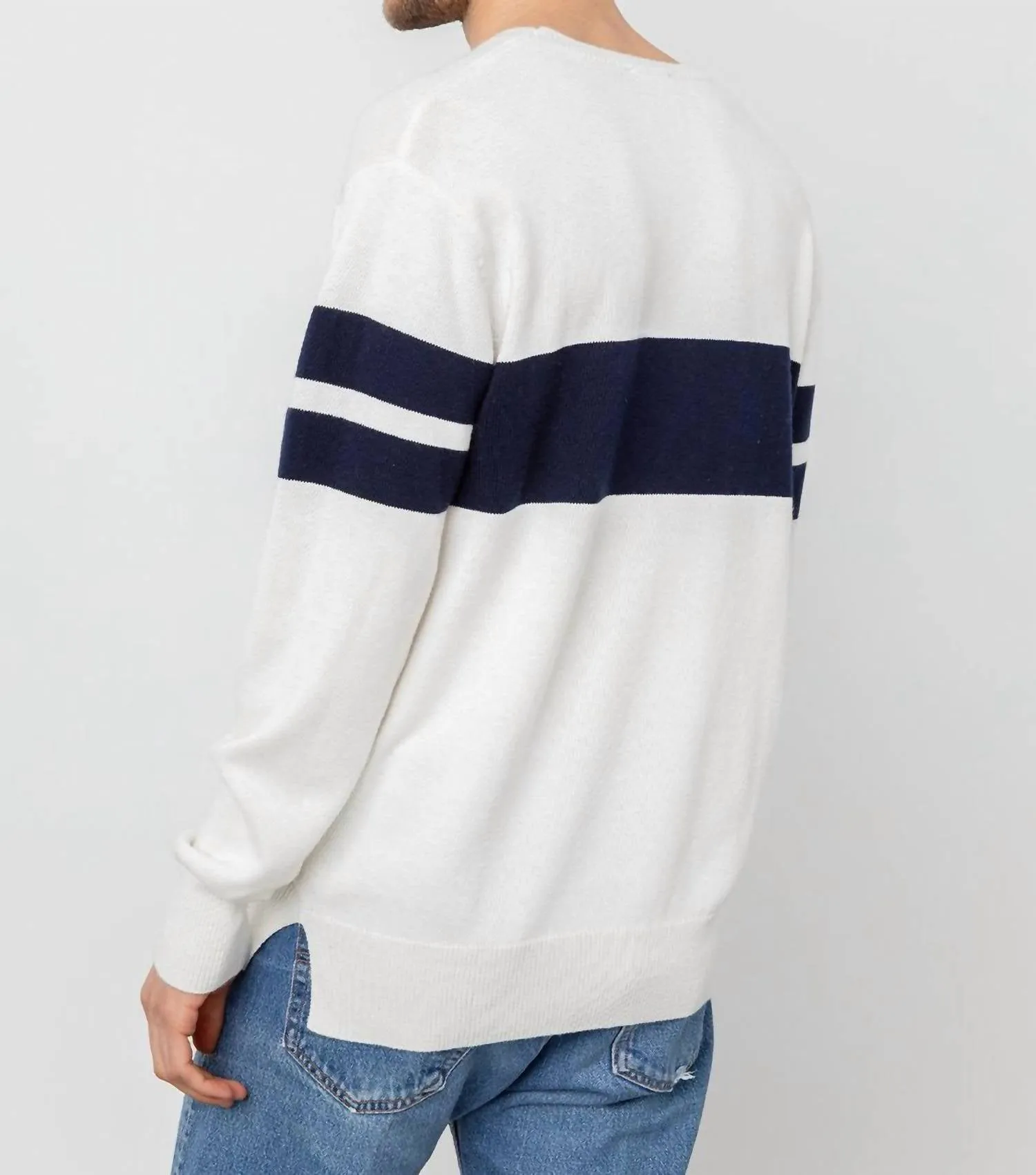 Delmar Surf Sweater In White/navy