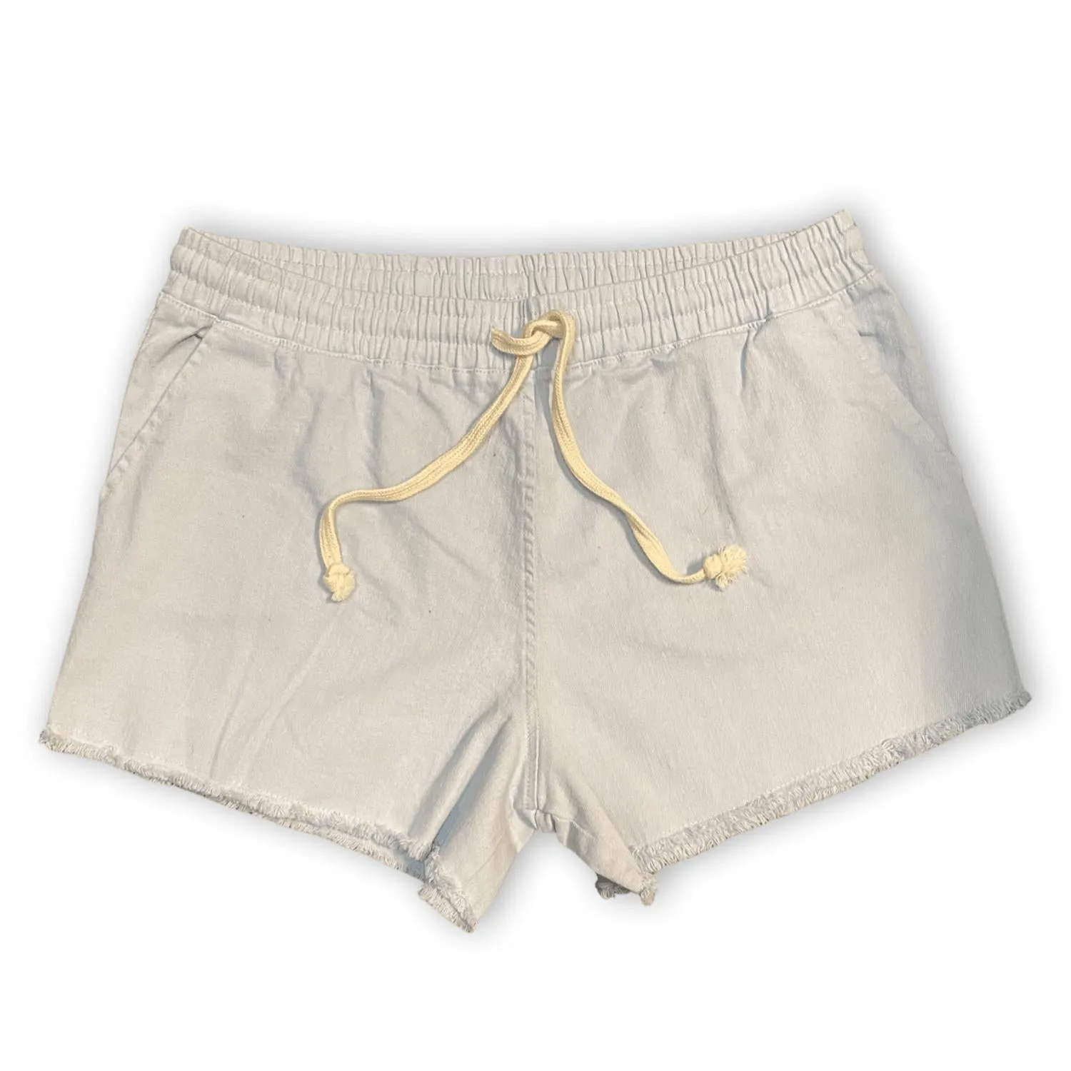 Denim Drawstring Shorts In Baby Blue