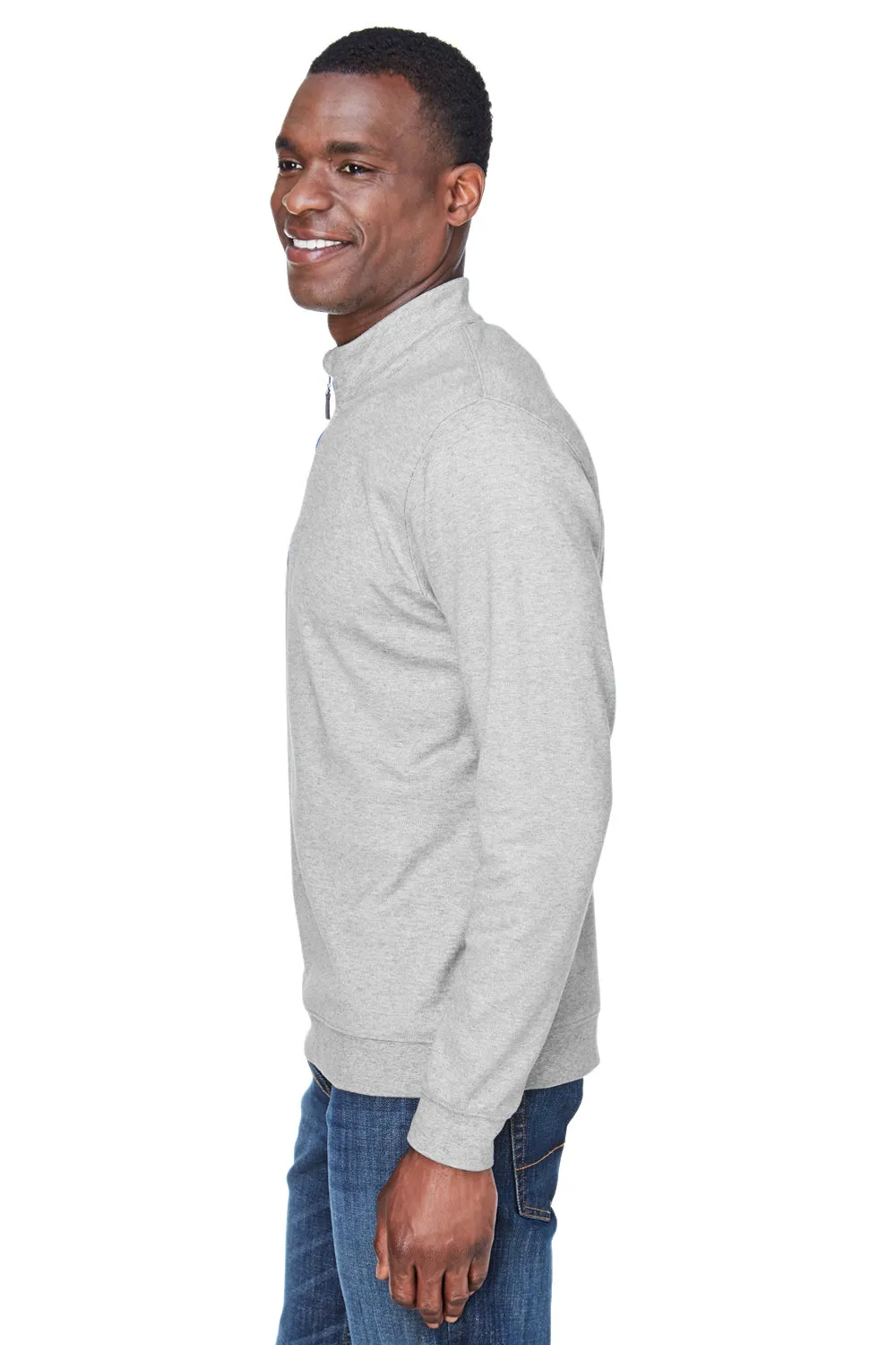 Devon & Jones Mens DryTec20 Performance Moisture Wicking 1/4 Zip Sweatshirt - Heather Grey