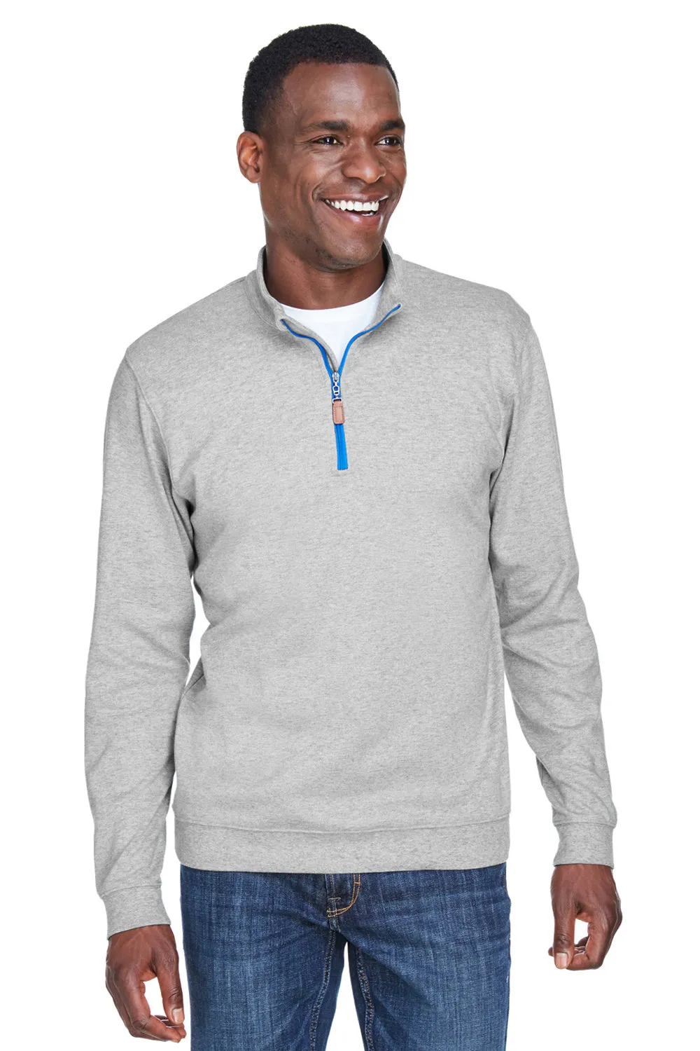 Devon & Jones Mens DryTec20 Performance Moisture Wicking 1/4 Zip Sweatshirt - Heather Grey