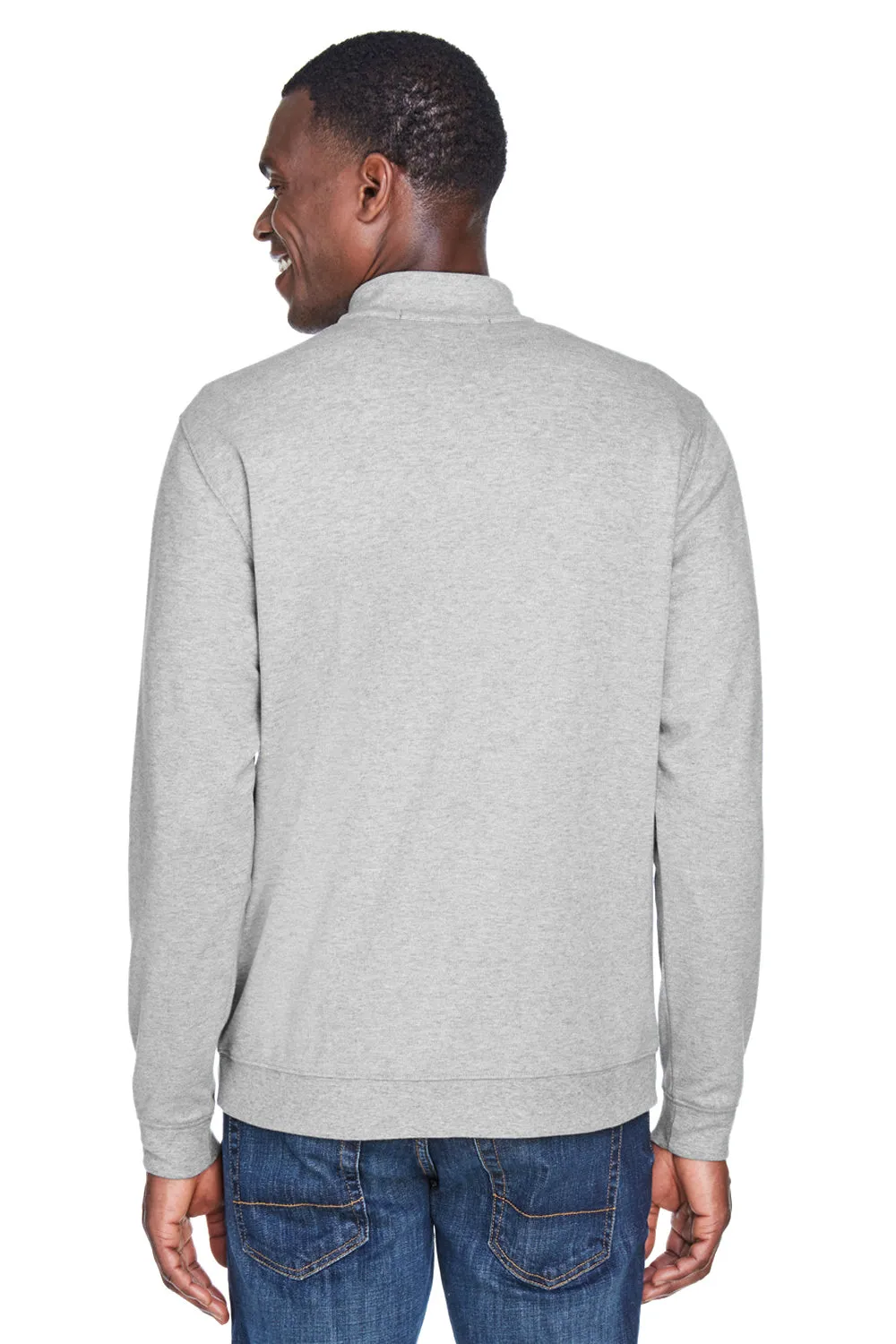 Devon & Jones Mens DryTec20 Performance Moisture Wicking 1/4 Zip Sweatshirt - Heather Grey
