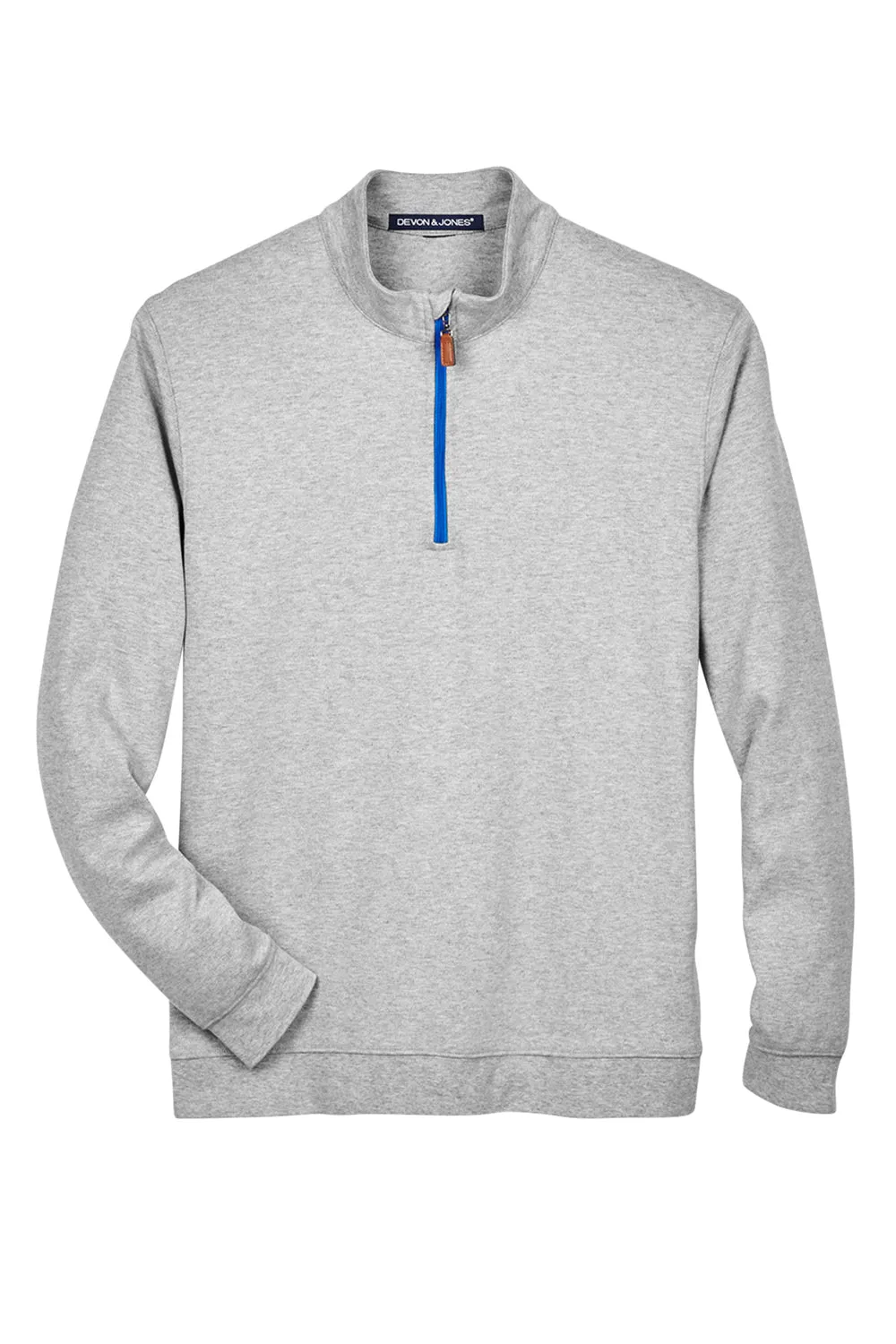 Devon & Jones Mens DryTec20 Performance Moisture Wicking 1/4 Zip Sweatshirt - Heather Grey