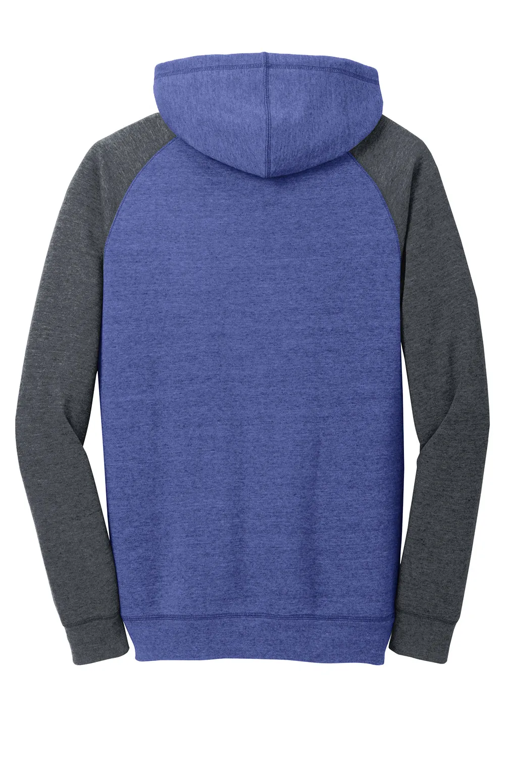 District Mens Fleece Hooded Sweatshirt Hoodie w/ Pouch Pocket - Heather Deep Royal Blue/Grey