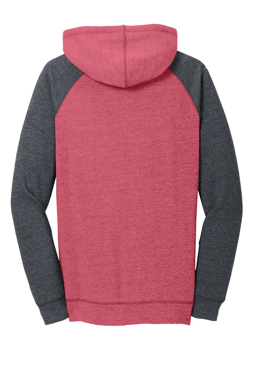 District Womens Fleece Hooded Sweatshirt Hoodie w/ Pouch Pocket - Heather Red/Charcoal Grey