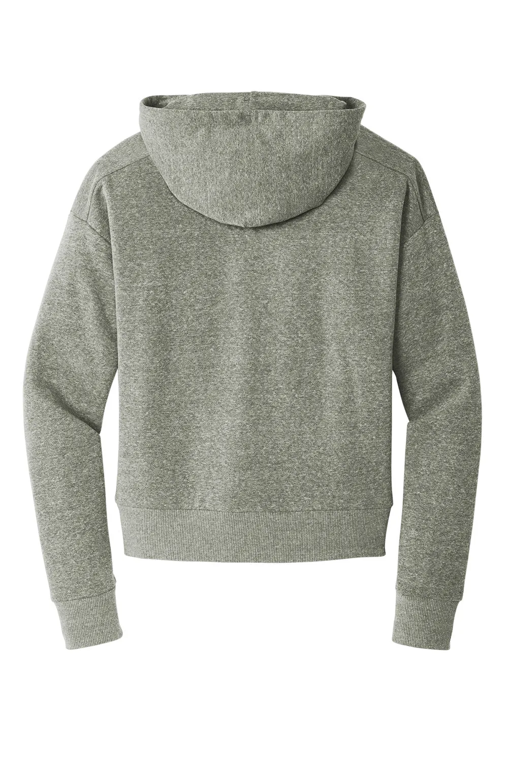 District Womens Perfect Tri Fleece 1/4 Zip Hooded Sweatshirt Hoodie w/ Pouch Pocket - Grey Frost
