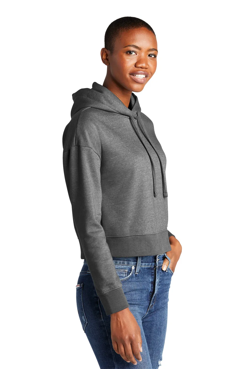 District Womens V.I.T. Fleece Hooded Sweatshirt Hoodie - Heather Charcoal Grey