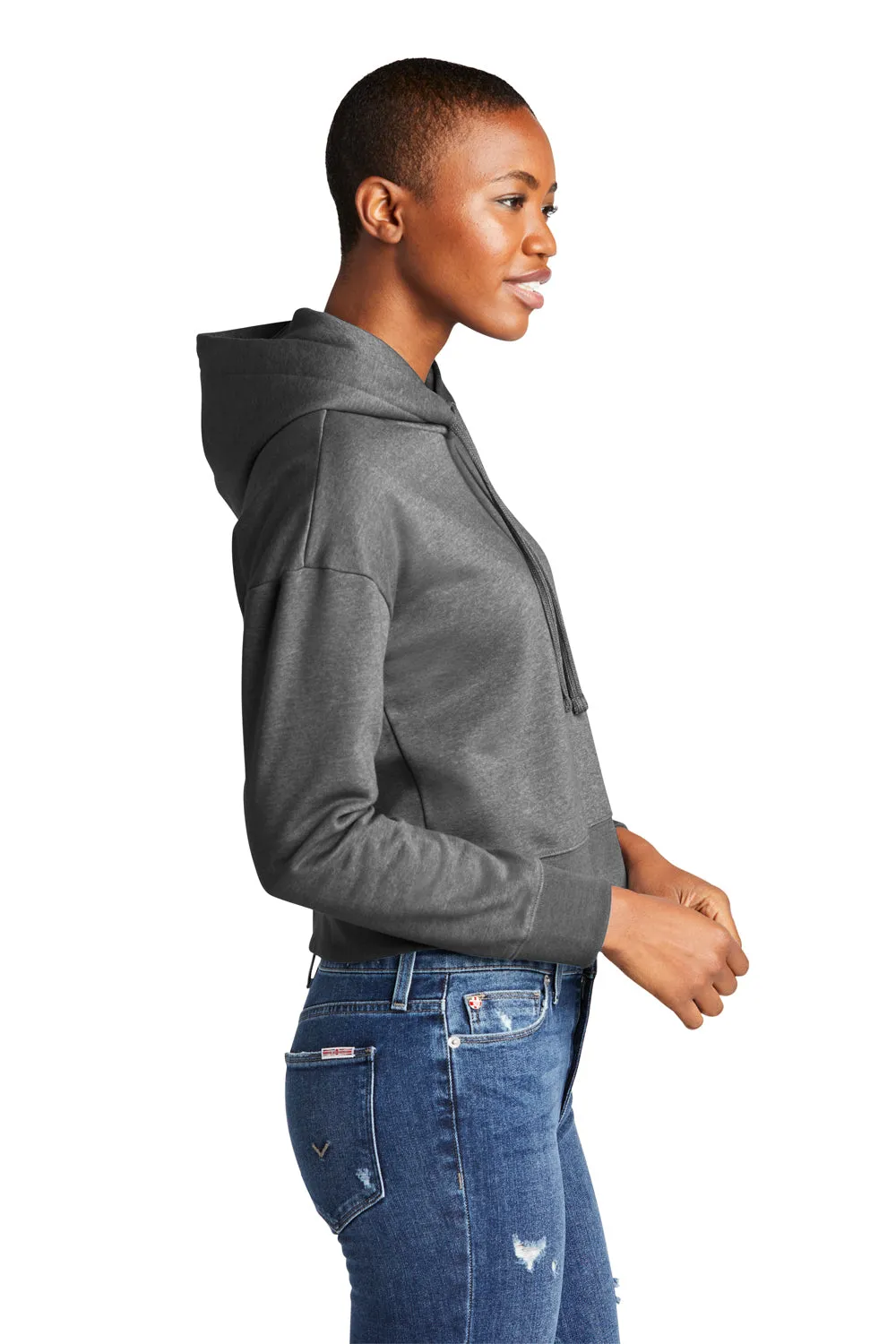 District Womens V.I.T. Fleece Hooded Sweatshirt Hoodie - Heather Charcoal Grey