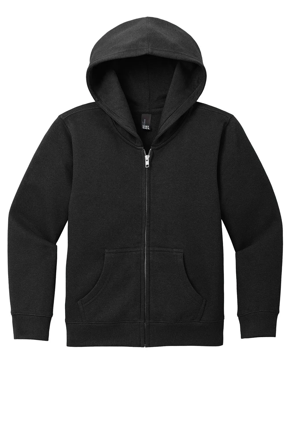 District Youth V.I.T. Fleece Full Zip Hooded Sweatshirt Hoodie w/ Pockets - Black