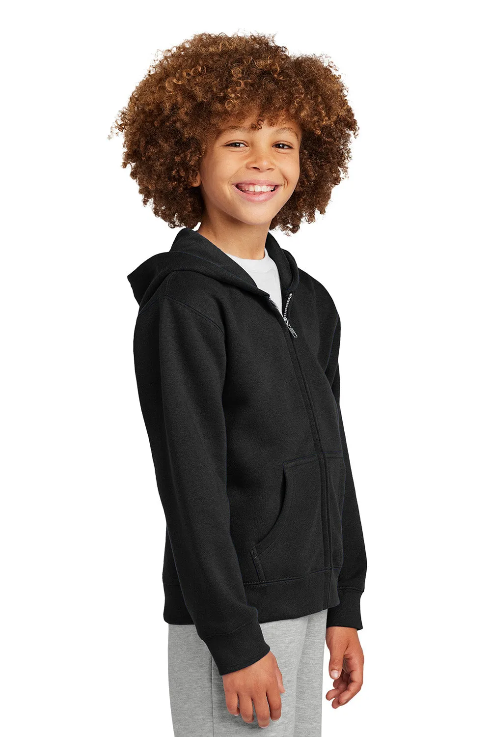 District Youth V.I.T. Fleece Full Zip Hooded Sweatshirt Hoodie w/ Pockets - Black