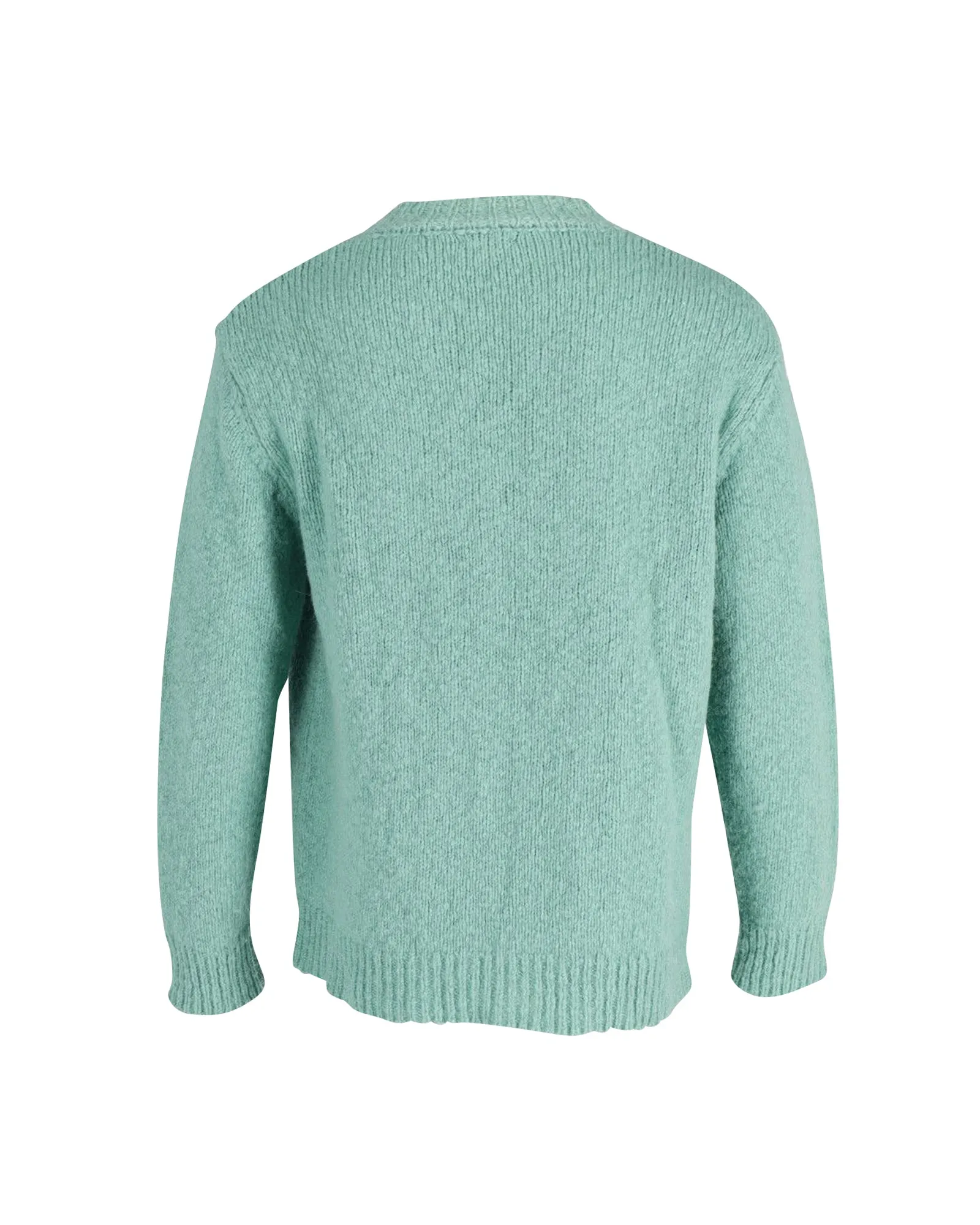 Dries Van Noten Roundneck Knit Sweater in Green Merino Wool
