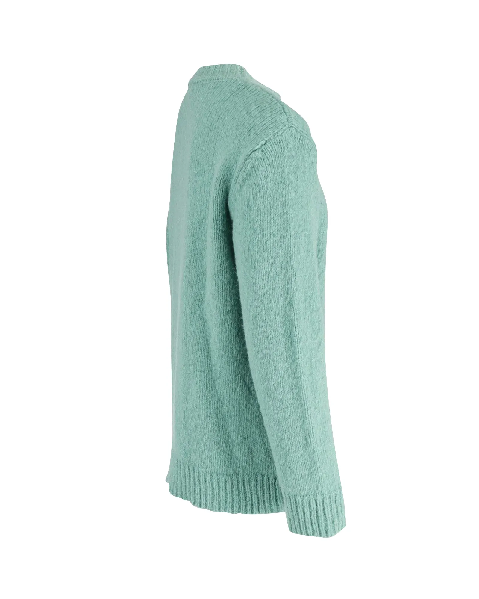 Dries Van Noten Roundneck Knit Sweater in Green Merino Wool