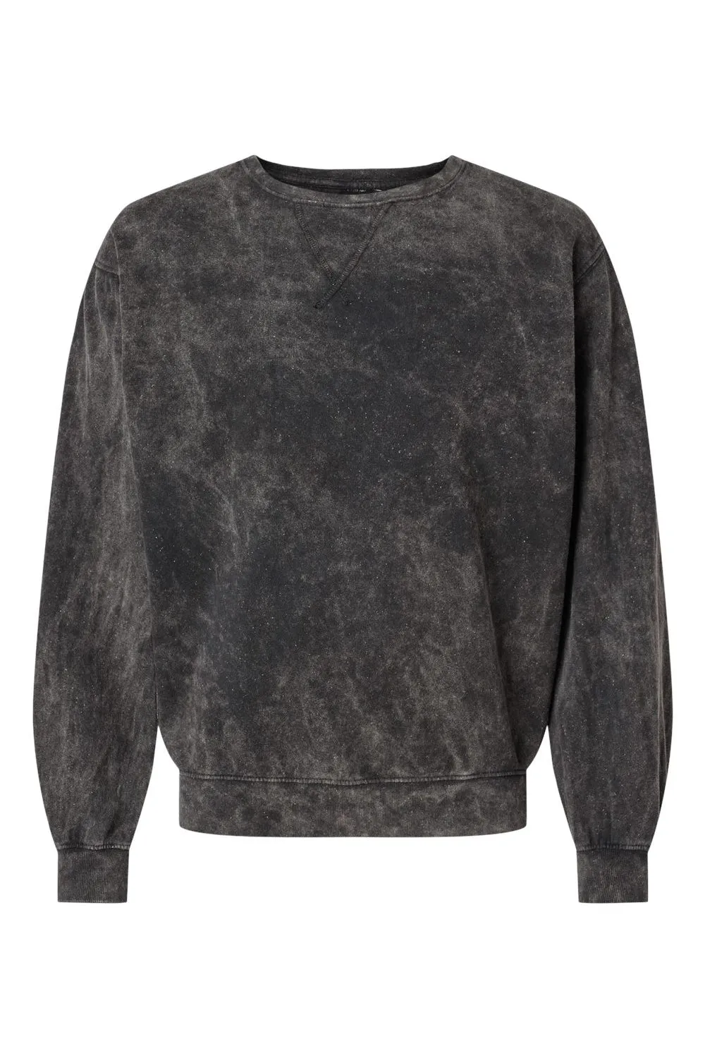 Dyenomite Mens Premium Fleece Mineral Wash Crewneck Sweatshirt - Black Mineral Wash
