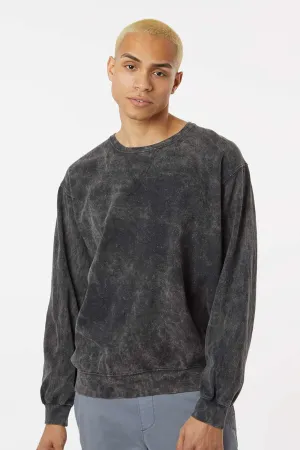 Dyenomite Mens Premium Fleece Mineral Wash Crewneck Sweatshirt - Black Mineral Wash