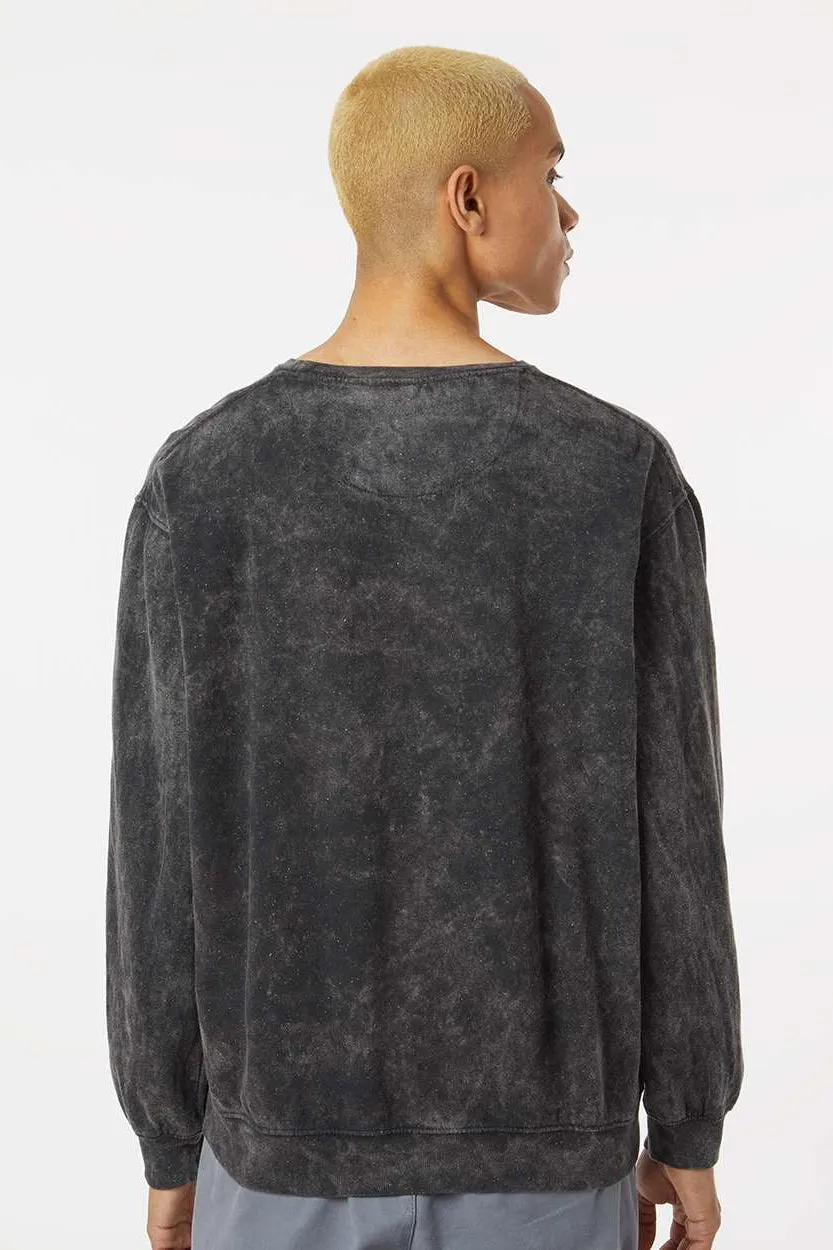 Dyenomite Mens Premium Fleece Mineral Wash Crewneck Sweatshirt - Black Mineral Wash