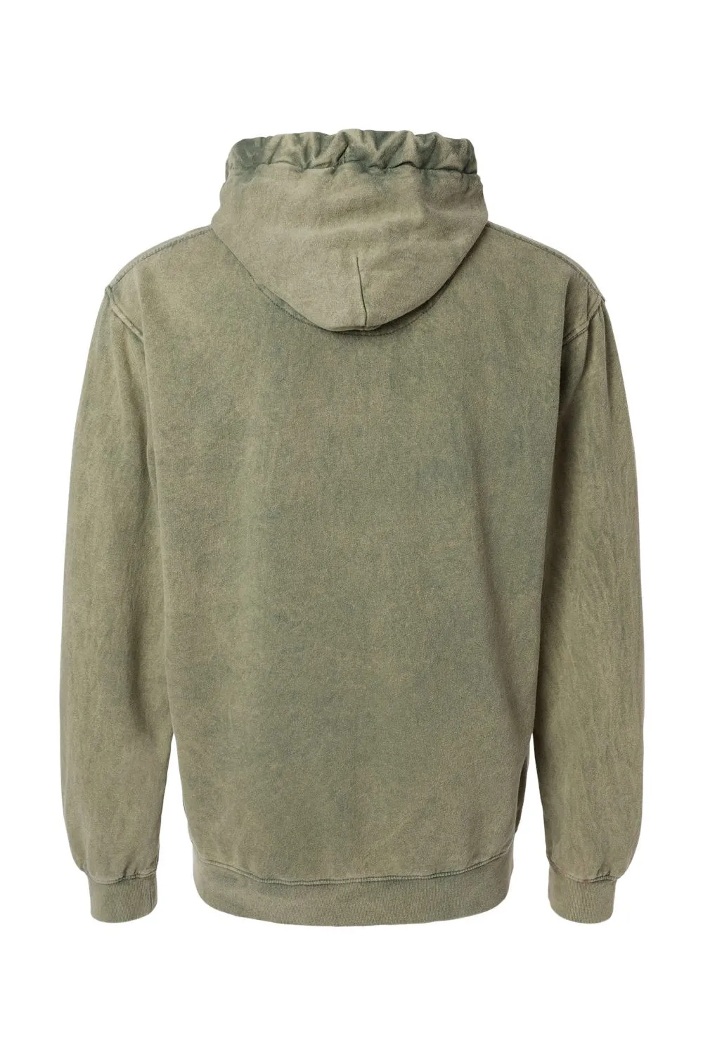 Dyenomite Mens Premium Fleece Mineral Wash Hooded Sweatshirt Hoodie w/ Pouch Pocket - Kale Green