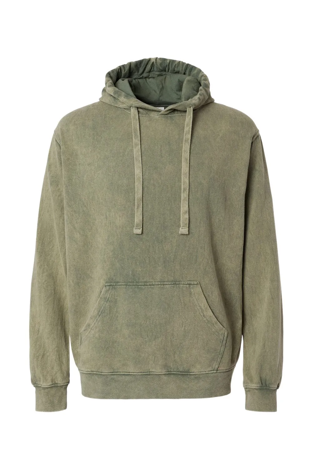 Dyenomite Mens Premium Fleece Mineral Wash Hooded Sweatshirt Hoodie w/ Pouch Pocket - Kale Green