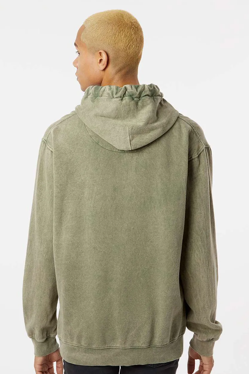 Dyenomite Mens Premium Fleece Mineral Wash Hooded Sweatshirt Hoodie w/ Pouch Pocket - Kale Green