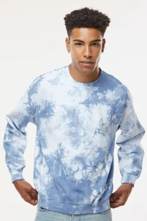 Dyenomite Mens Tie Dyed Crewneck Sweatshirt - Cloudy Sky Crystal