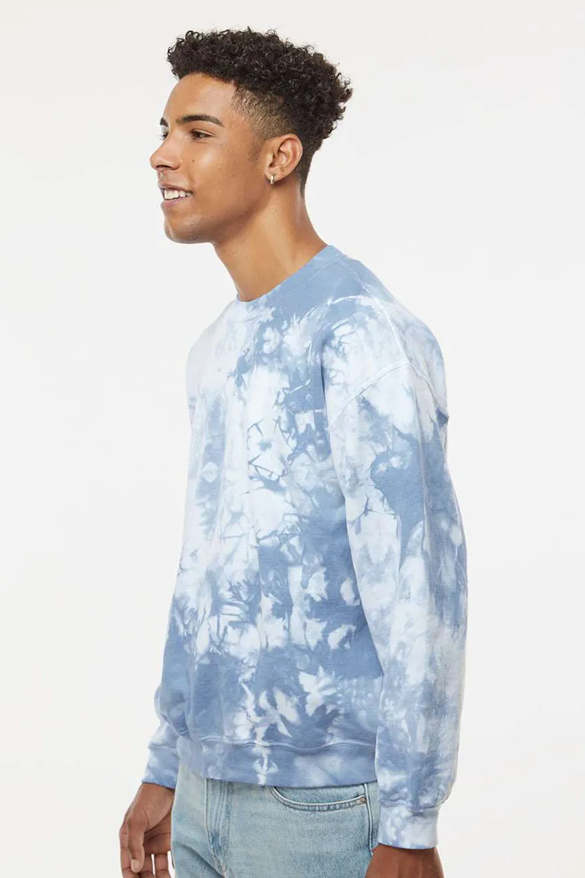 Dyenomite Mens Tie Dyed Crewneck Sweatshirt - Cloudy Sky Crystal