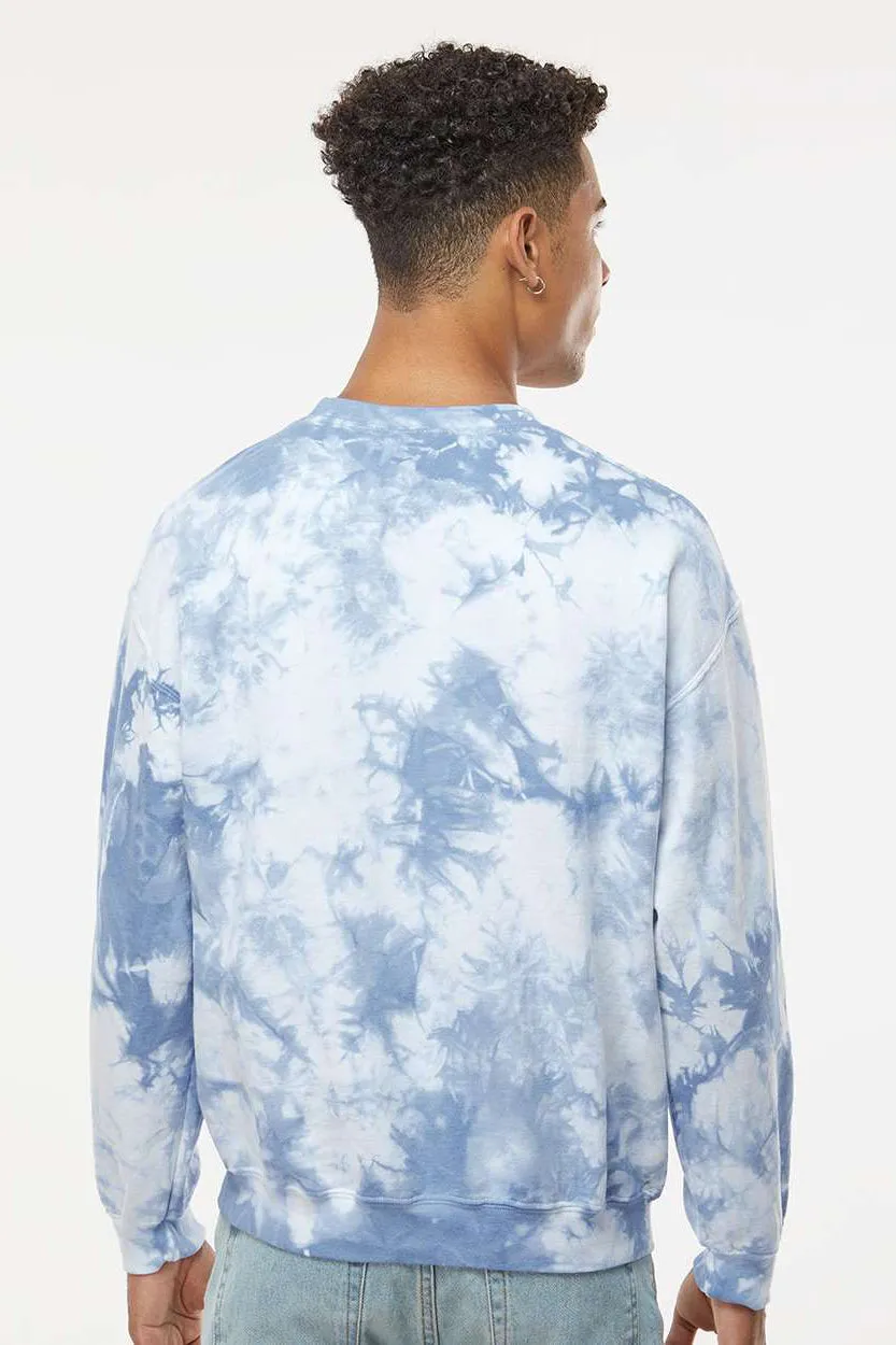 Dyenomite Mens Tie Dyed Crewneck Sweatshirt - Cloudy Sky Crystal