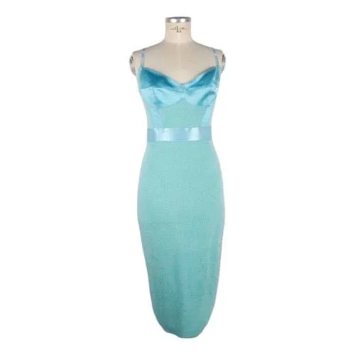 Elisabetta Franchi Chenille and satin bodycon midi dress