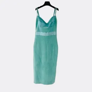 Elisabetta Franchi Chenille and satin bodycon midi dress