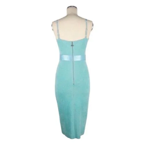 Elisabetta Franchi Chenille and satin bodycon midi dress