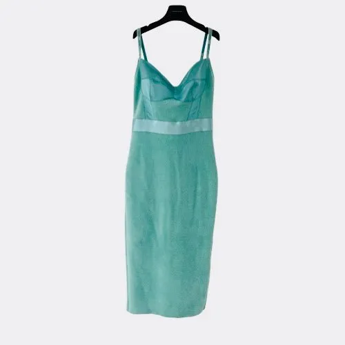 Elisabetta Franchi Chenille and satin bodycon midi dress