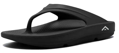 FANTURE Men & Women's Flip Flops Thong Foot Pain Relief Arch Support Sandals Recovery Ultra Soft Slippers Black
