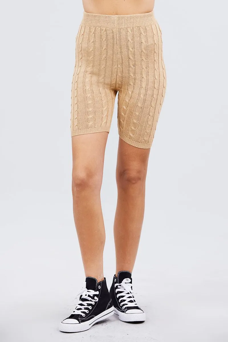FASHNZFAB Twisted Effect Bermuda Length Sweater Shorts
