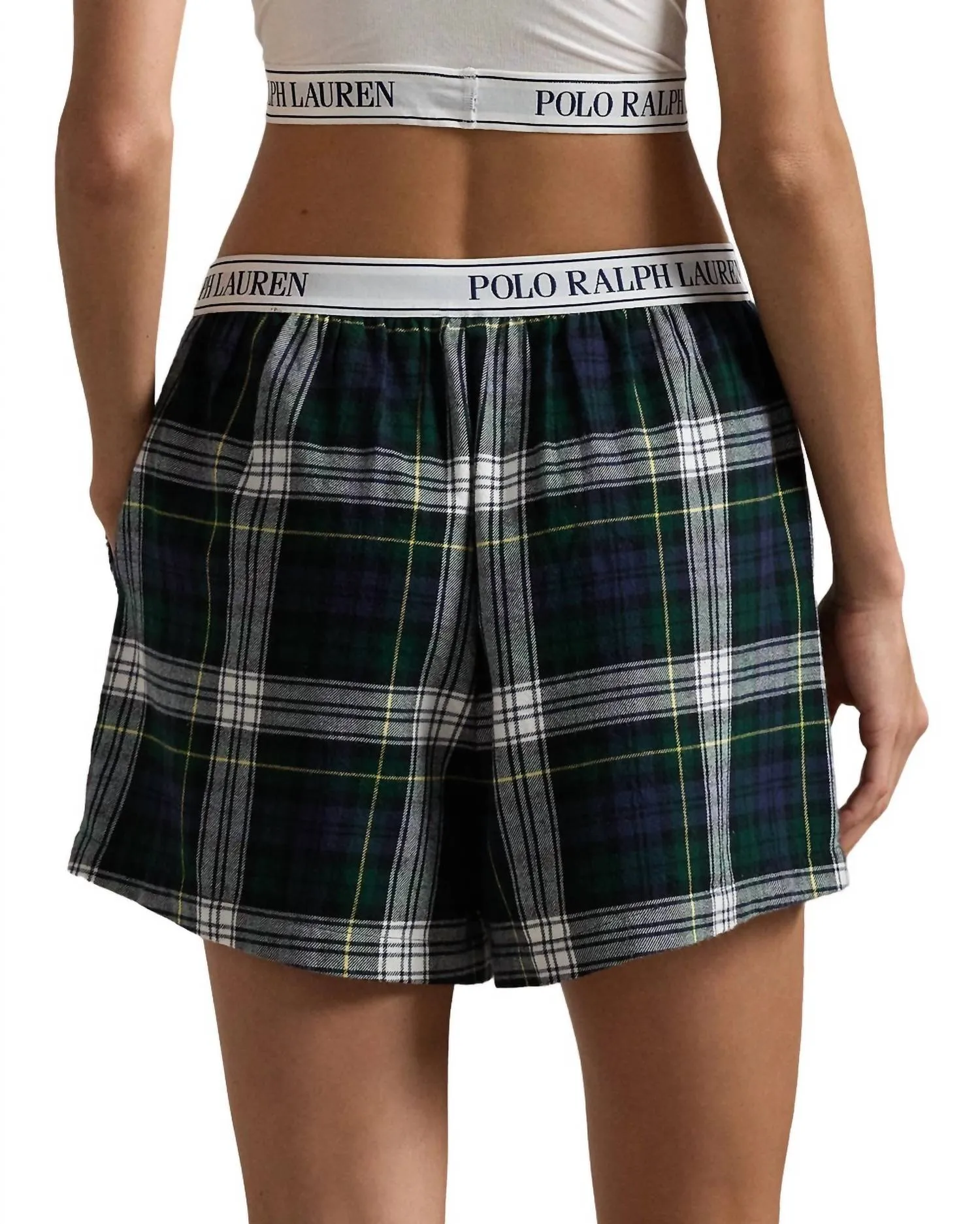 Flannel Boxer Short In Evergreen Plaid