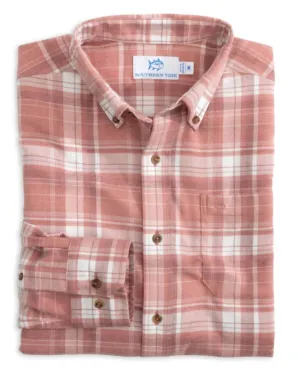 Flannel Intercoastal Avondale Plaid Heather Sportshirt In Heather Dusty Coral